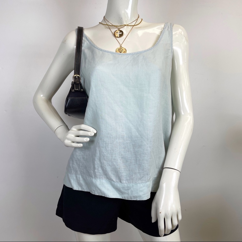 Eileen Fisher light Blue Linen Loose Fit Tank Top M